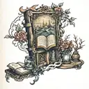 book fantasy scene tattoo design idea