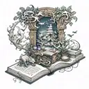 book fantasy scene tattoo design idea