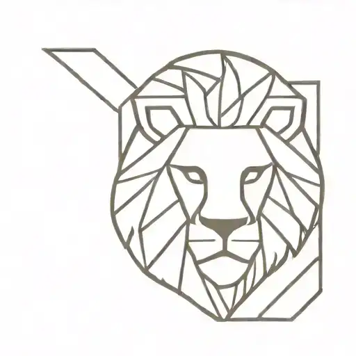 A minimalist geometric design of the Galatasaray logo with a lion silhouette tattoo design idea