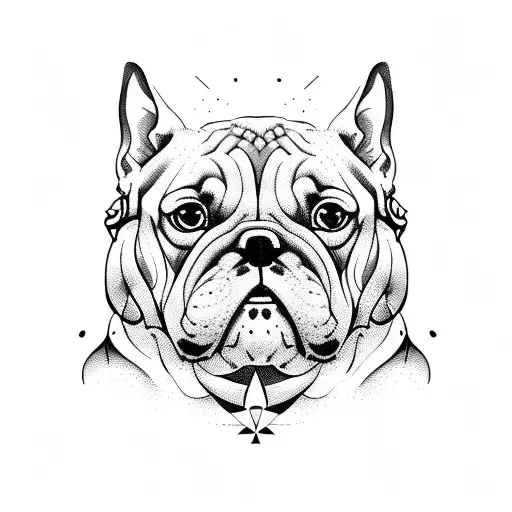 tato style perro bulldog silueta con alas tattoo design idea