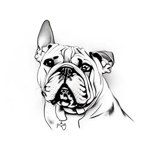 tato style perro bulldog silueta con alas tattoo design idea