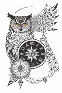 eagle owl compass rattle snake   tattoo design idea