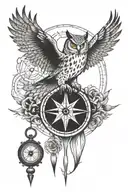 eagle owl compass rattle snake   tattoo design idea