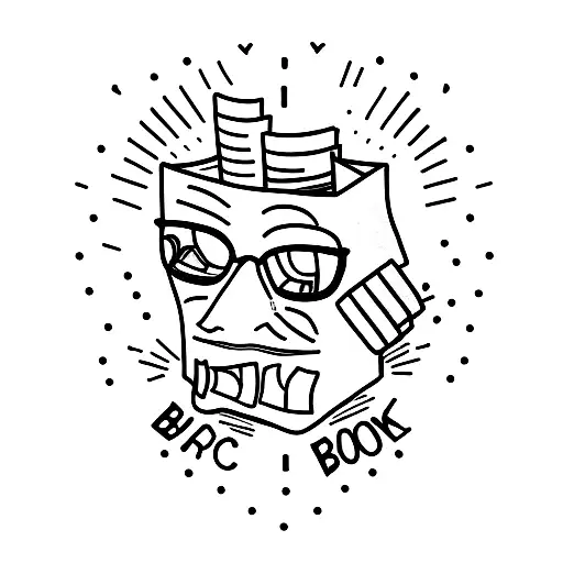 A minimalist tattoo of a bookshelf with Pete Davidson and Machine Gun Kelly reading their favorite books tattoo design idea