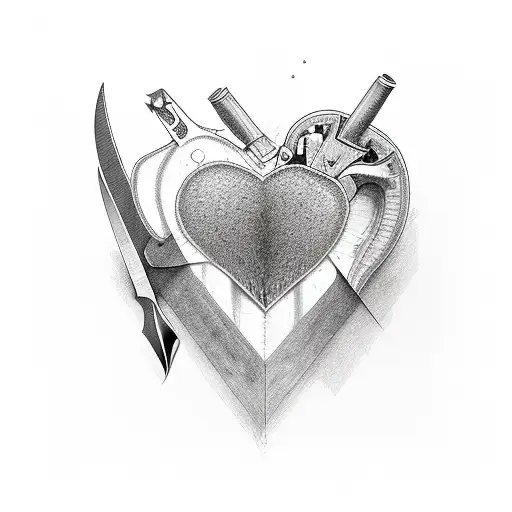 Heart being cut by scissors tattoo design idea