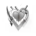 Heart being cut by scissors tattoo design idea