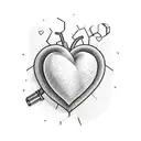 Heart being cut by scissors tattoo design idea