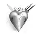 Heart being cut by scissors tattoo design idea