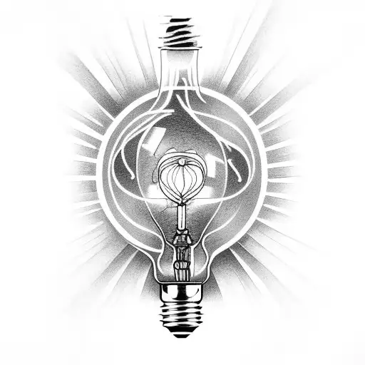The tattoo consists of a light bulb approximately 4 inches long and realistic in style. Inside the bulb, there is a land tattoo design idea