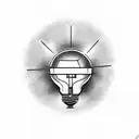 The tattoo consists of a light bulb approximately 4 inches long and realistic in style. Inside the bulb, there is a land tattoo design idea