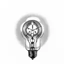 The tattoo consists of a light bulb approximately 4 inches long and realistic in style. Inside the bulb, there is a land tattoo design idea