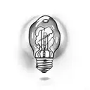 The tattoo consists of a light bulb approximately 4 inches long and realistic in style. Inside the bulb, there is a land tattoo design idea