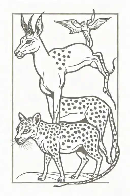 gazelle and leopard tattoo design idea