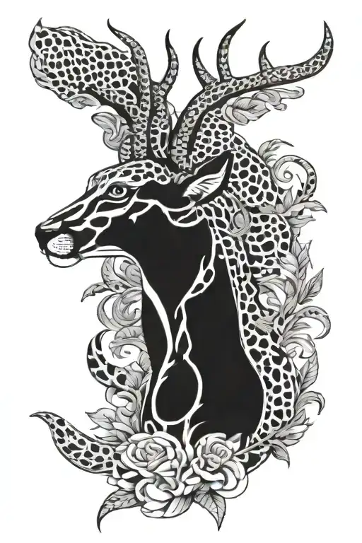 gazelle and leopard print tattoo design idea