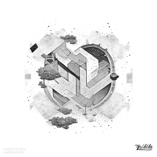 Abstract depiction of the lyrics 'I found love when I found you' tattoo design idea