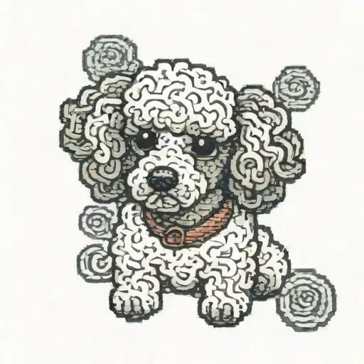 cross stitch minature poodle mix dog tattoo design idea