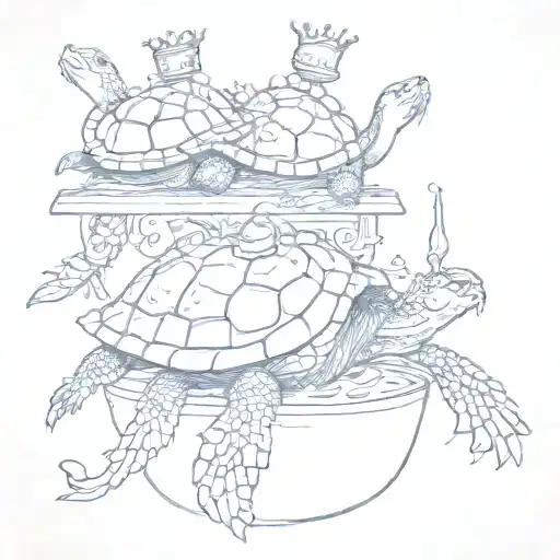 Turtles drinking crown Royale tattoo design idea