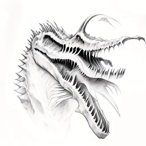 Spinosaurus roaring tattoo tattoo design idea