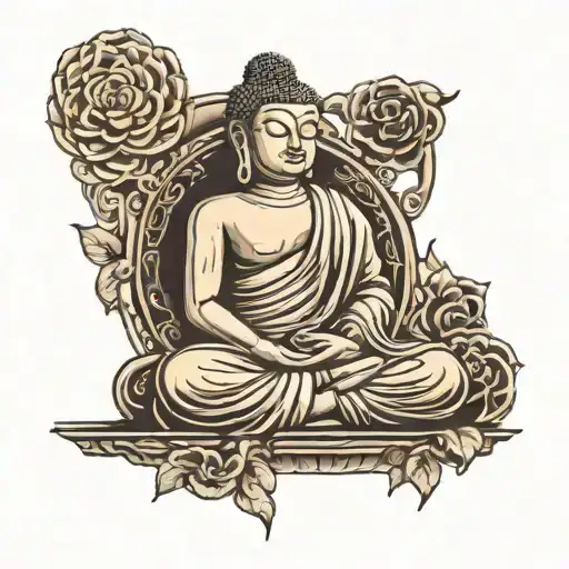 buddha sitting side tattoo design idea