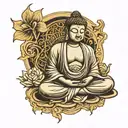 buddha sitting side tattoo design idea
