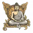 buddha sitting side tattoo design idea