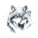 Shadows from a pack of wolves in a field  tattoo design idea