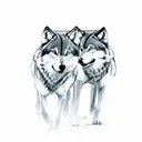 Shadows from a pack of wolves in a field  tattoo design idea