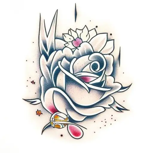 Espada con sakuras tattoo design idea