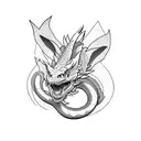 large dragon with a snake, a rabbit and a rat tattoo design idea