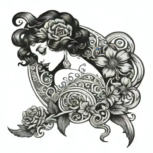 art nouveau style tattoo inspired by the song ''hertz'' by amyl and the sniffers   tattoo design idea