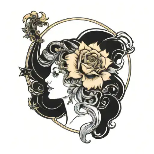art nouveau style tattoo inspired by the song ''hertz'' by amyl and the sniffers   tattoo design idea