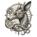 Rod of asclepius as veterinary technician Anubis in the background with the eye of ra above tattoo design idea