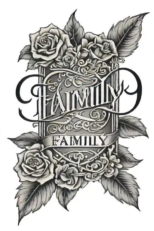 one word 'family' written tattoo design idea