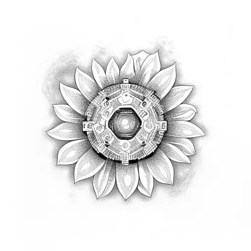 Cogs Daisies tattoo design idea