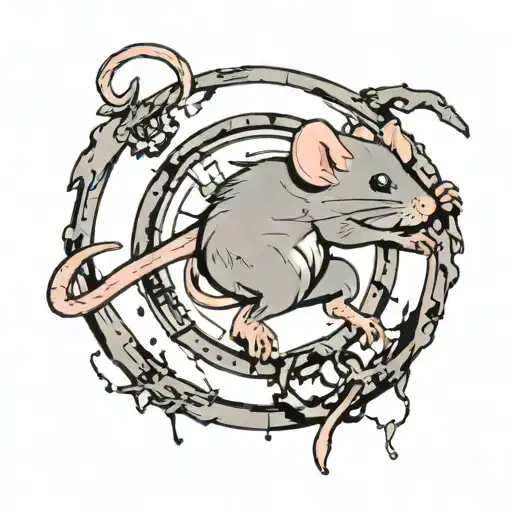 A rat jumping through a portal tattoo design idea