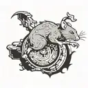 A rat jumping through a portal tattoo design idea