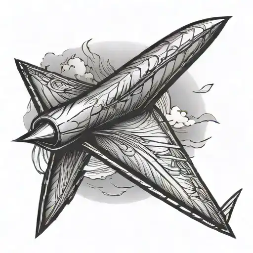 paper aeroplane and shadow we wear tattoo design idea
