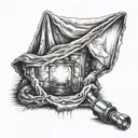 kind under blanket talking with flashlight illuminating the scene tattoo design idea