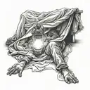 kind under blanket talking with flashlight illuminating the scene tattoo design idea