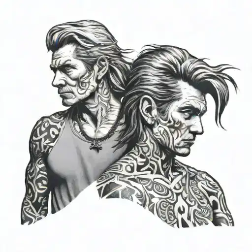 two men with mullets standing tattoo tattoo design idea