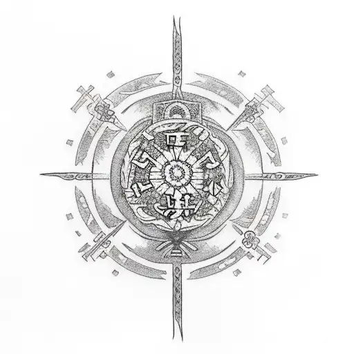 vegvisir, shinto shrine, tattoo design idea