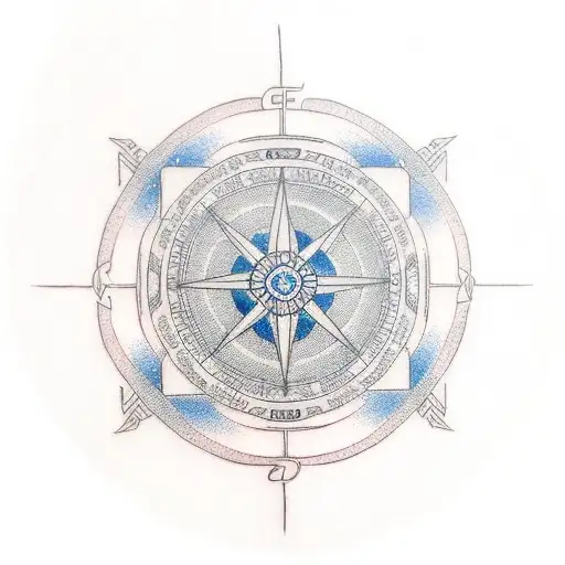 a japanese icon, icelandic compass, and Girih  tattoo design idea