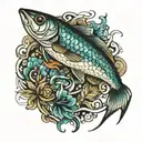 mackerel and scales intertwined tattoo design idea
