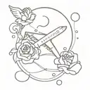 plane, rose, controller, and pawprints tattoo design idea