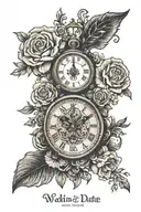 wedding date clock co-ordinates tattoo design idea