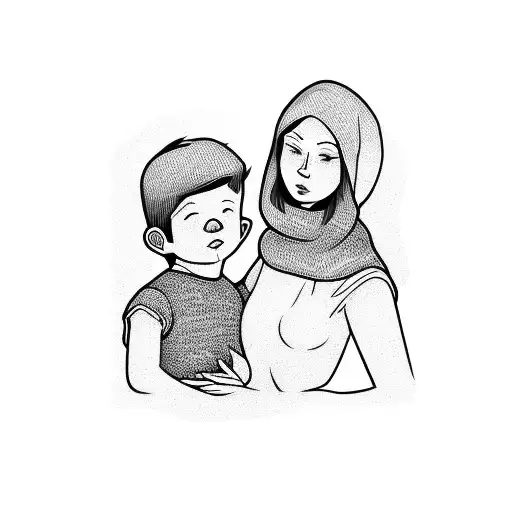 mom and son  tattoo design idea