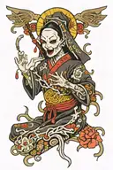 Spooky evil nun tattoo design idea