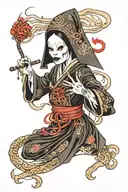 Spooky evil nun tattoo design idea