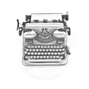 A typewriter with a paper trail of words floating away tattoo design idea