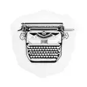 A typewriter with a paper trail of words floating away tattoo design idea